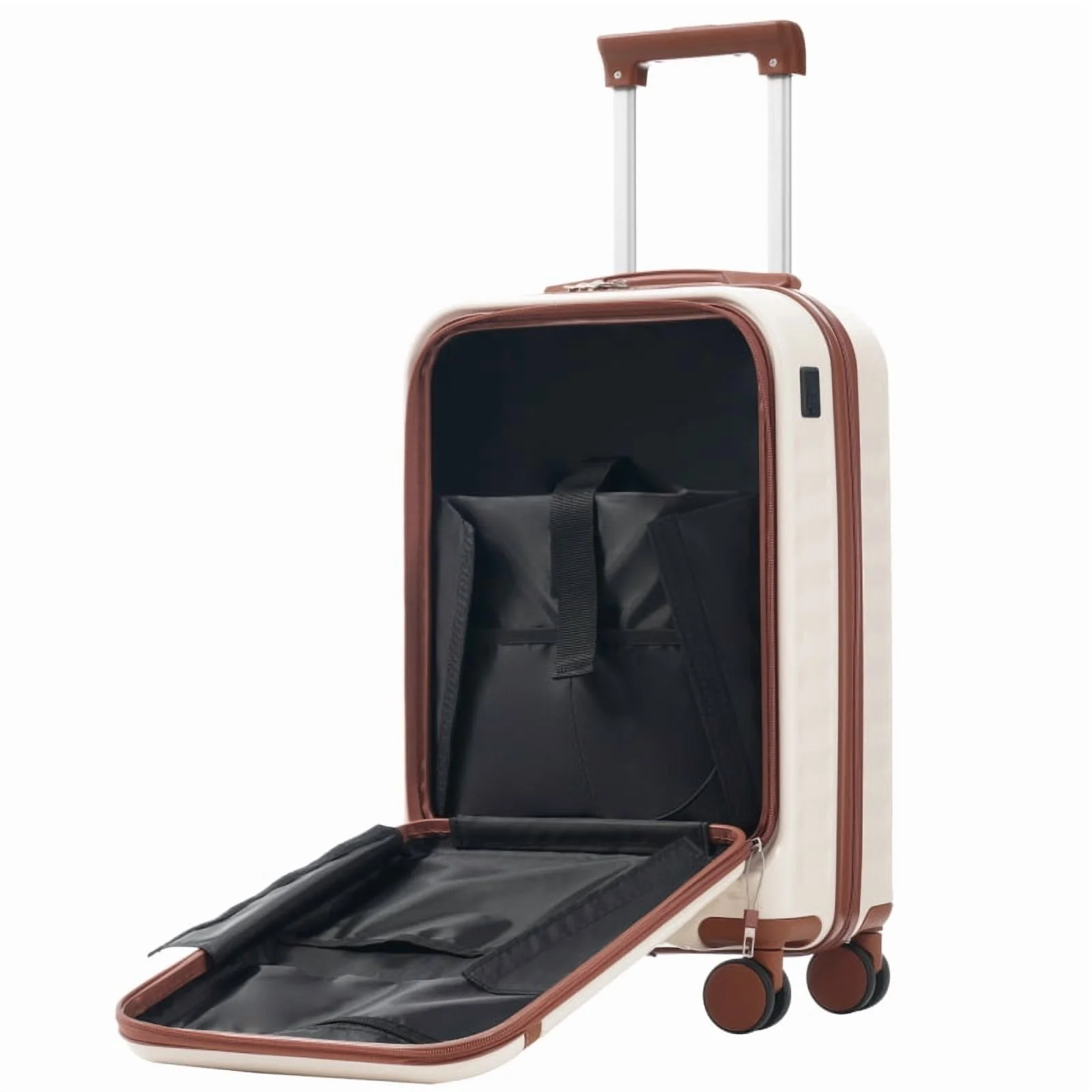 Front Opening Luggage Set 3 Piece, Hardside Carry on Suitcase with USB Port, Expandable Luggage with Handle Bag Spinner Wheels TSA Lock