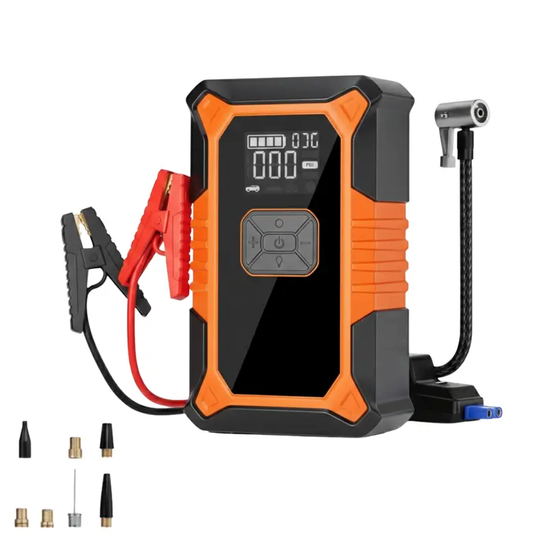 12V Lithium Jump Starter — 3000A Peak. Integrated 150 PSI Cordless Tire Inflator