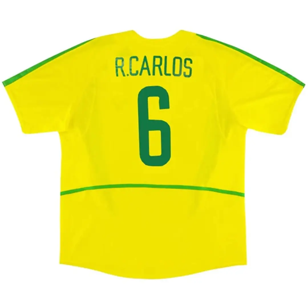 R.CARLOS #6 Brazil 2002/03 Home Retro Soccer Jersey