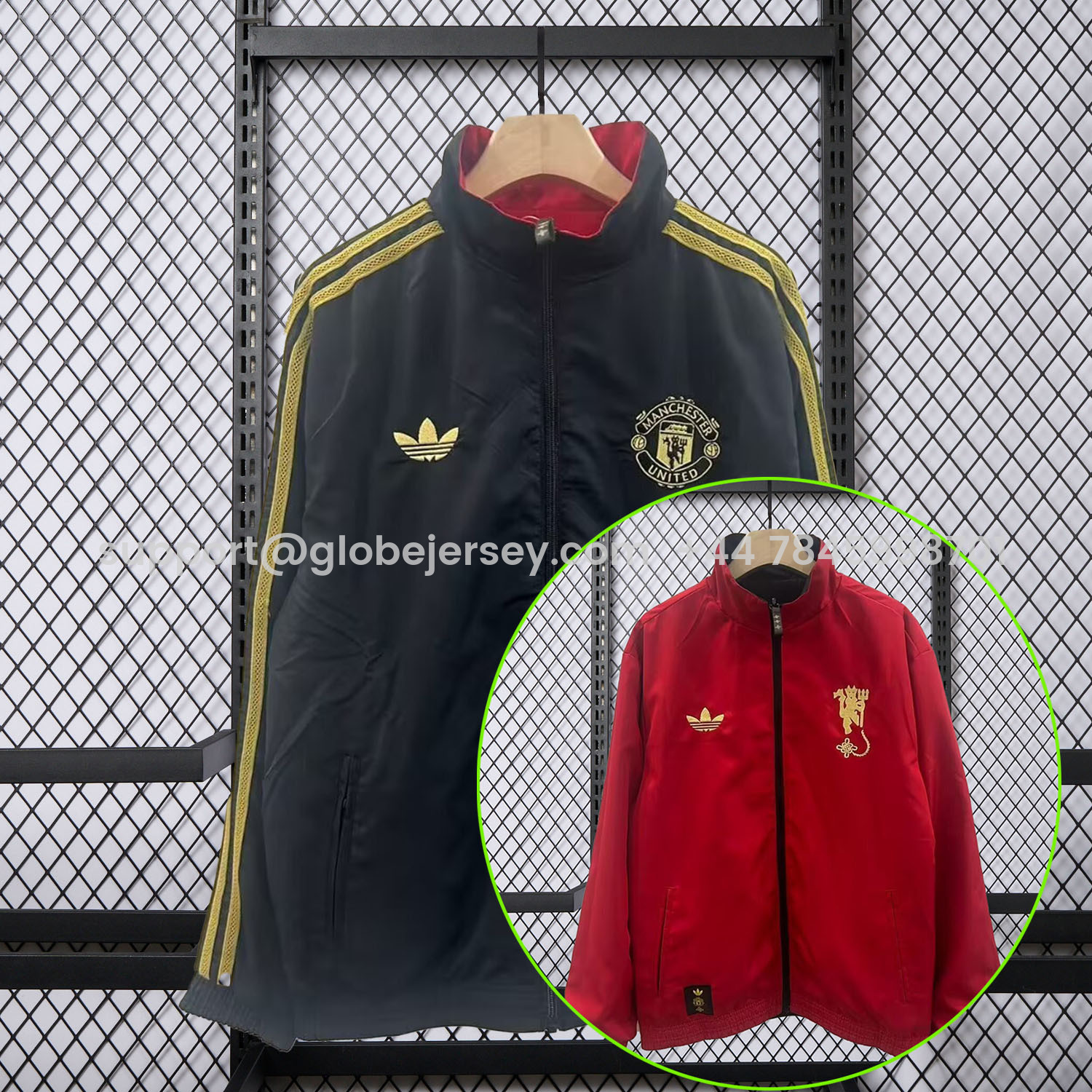 Manchester United 25-26 Double Sided Reversible Windbreaker - Black & Red