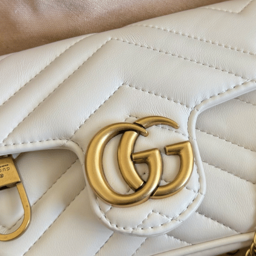 Gucci Gg Marmont Mini Matelassé Shoulder Bag White 6.5 Inches