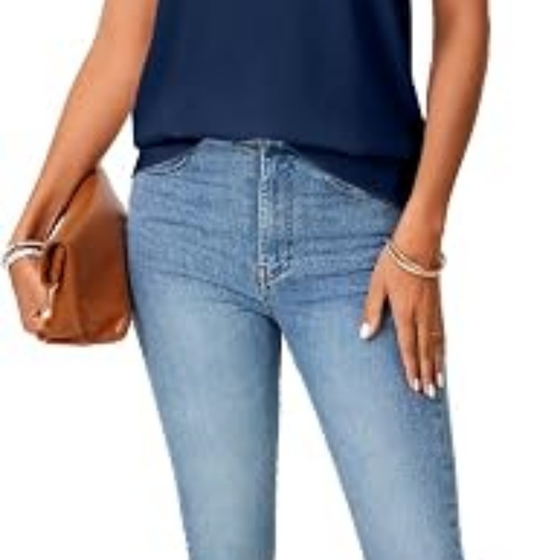 Women's Satin Tank Summer Top V Neck Cami