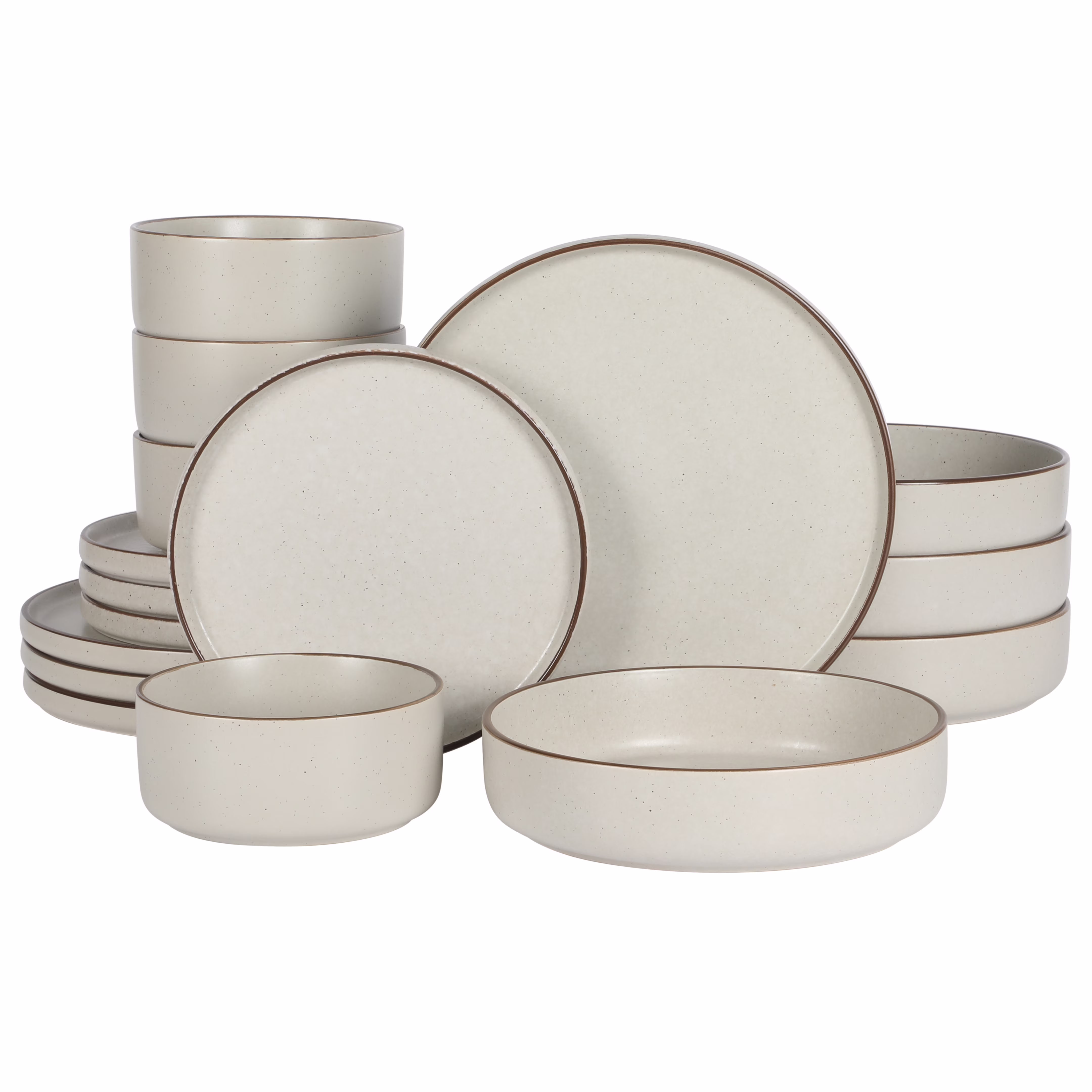 Gibson Elite Gelston Stoneware Matte Reactive Glaze 16 Piece (Service for 4) Plates and Bowl Dinnerware Set - Grey