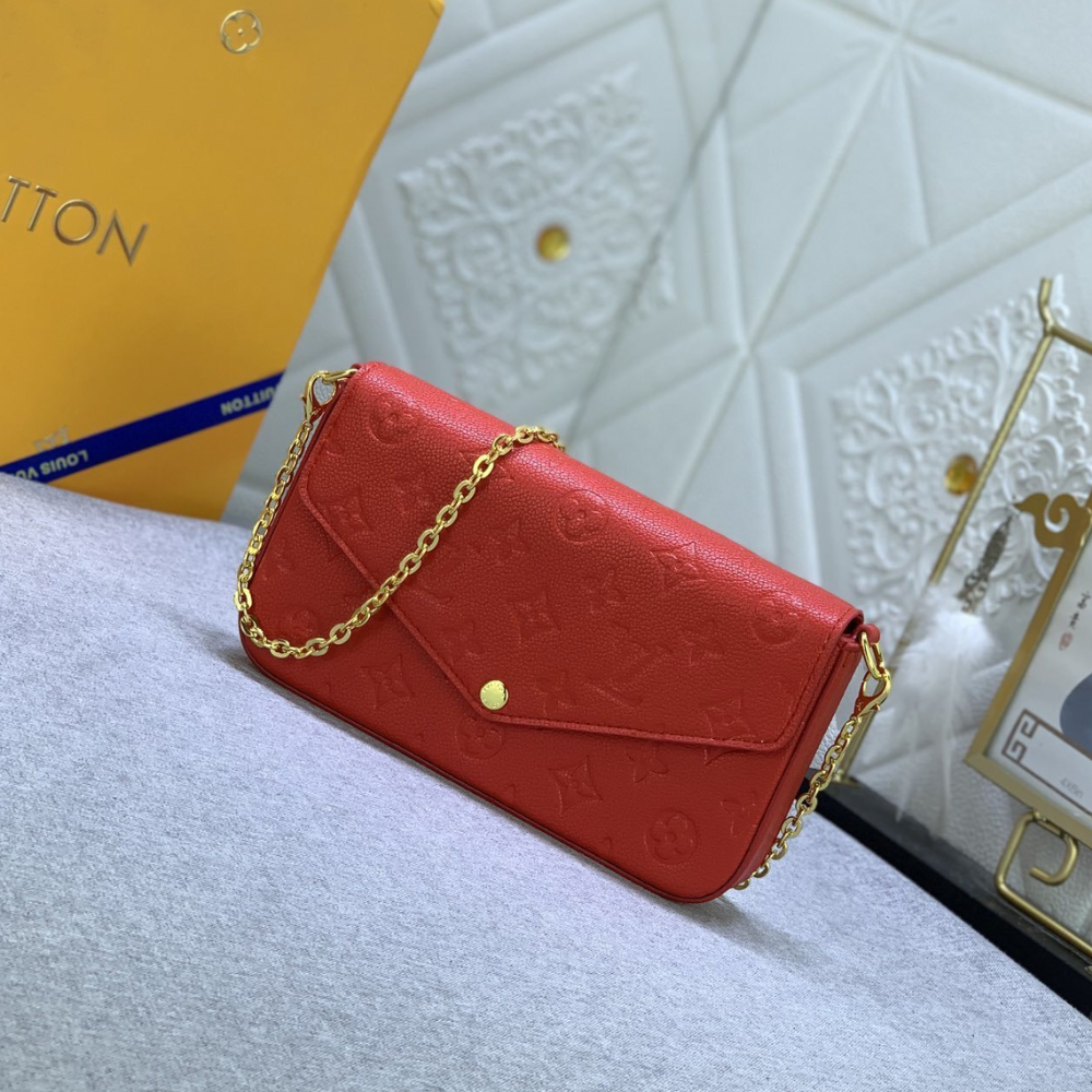 Louis Vuitton Pochette Félicie Monogram Empreinte  Rouge Louis 8.3 Inches M25793