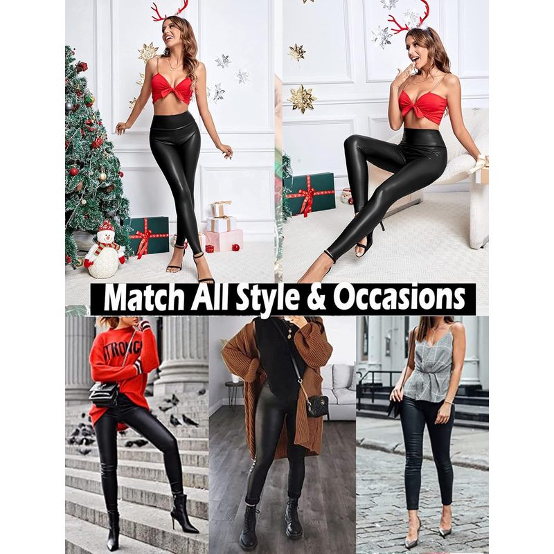 Women's Faux Leather Leggings Pants PU Elastic