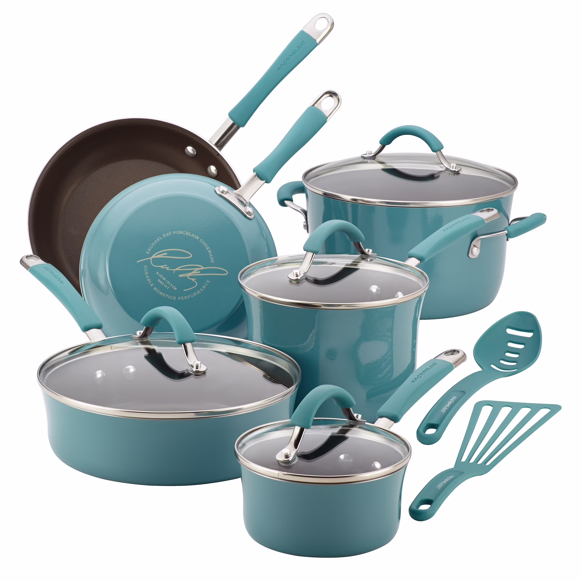 Rachael Ray 12-Piece Cucina Nonstick Pots and Pans Set, Cookware, Set Cranberry