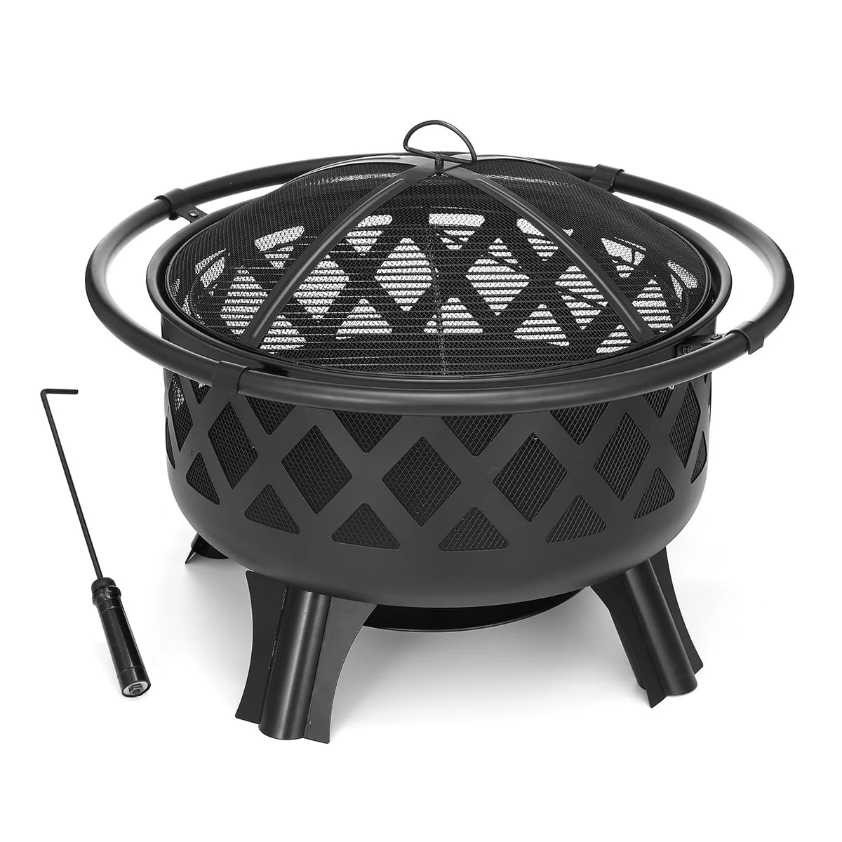 Singlyfire 30 inch Fire Pits for Outside with Grill Outdoor Fire Pits Wood Bowl 2 in 1 BBQ Firepit