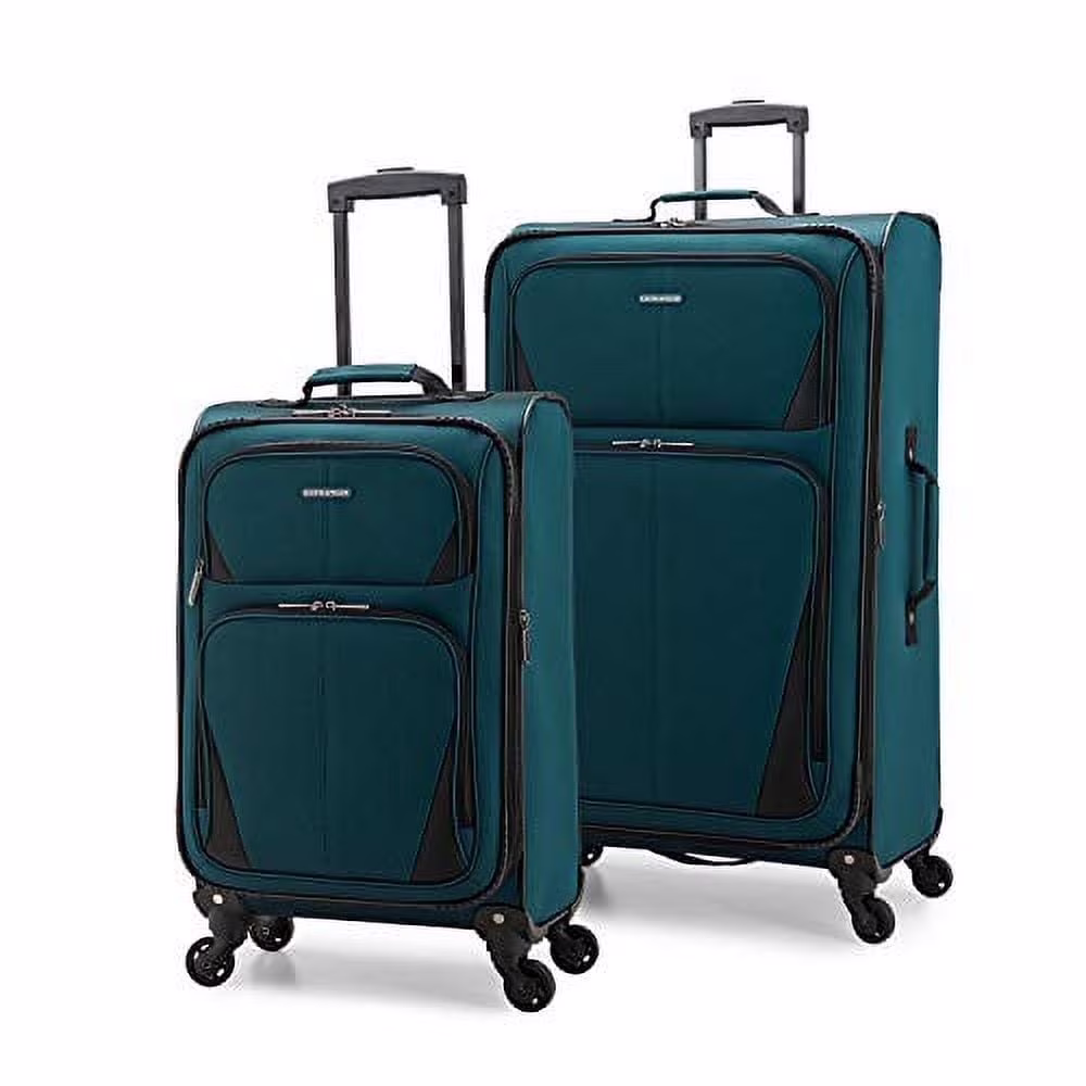U.S. Traveler Aviron Bay Expandable Softside Luggage Set with Spinner Wheels, Navy, 2-Piece (23/31)