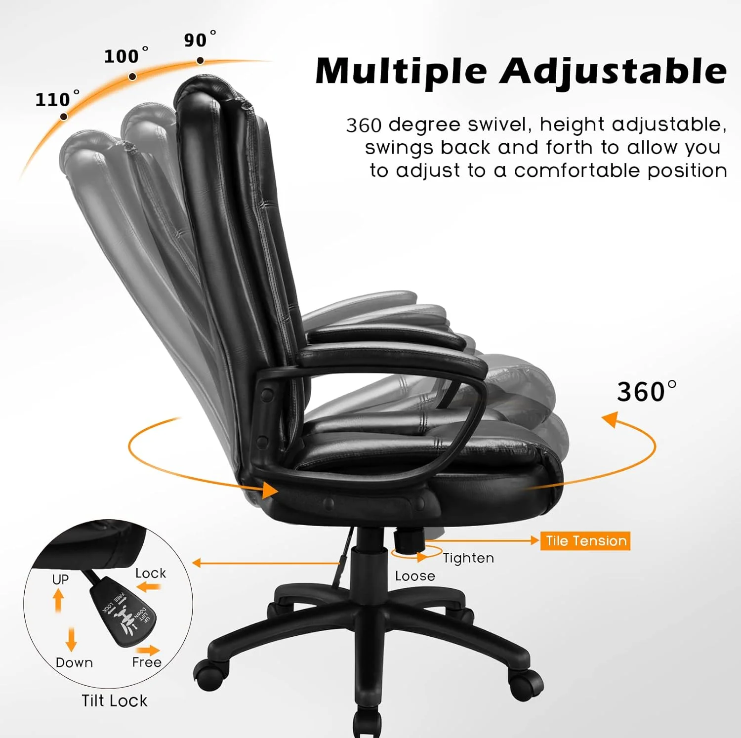 Bossin Big and Tall Home Office Computer chair for Adults, High Back Desk Chair for Heavy Duty 400 LBS