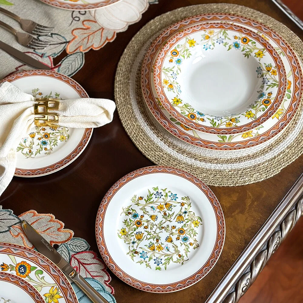 STPgoods Fleurs des Prairies Bone China Dinnerware Set of 16 Service for 4 in Gift Box