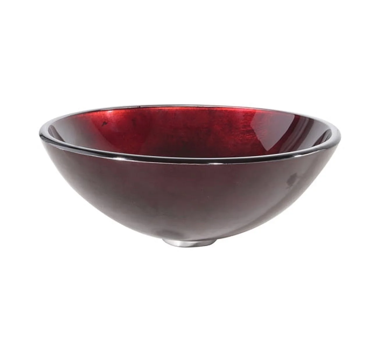 KRAUS Irruption Glass Vessel Sink in Red with Pop-Up Drain and Mounting Ring in Chrome