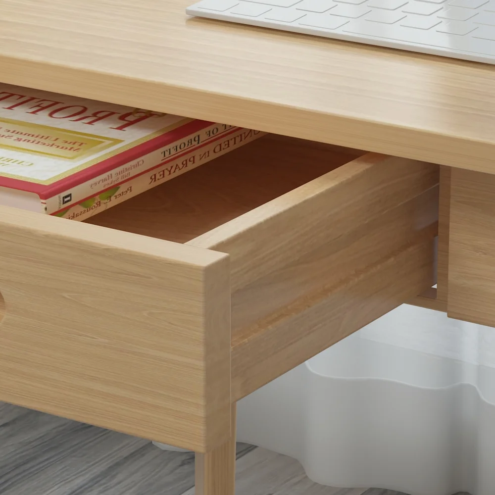 MONSLIPA Industrial Modern Wooden Desk with Storage Drawers, Office Computer Desk and Home Office Desk with Sturdy Wood Legs, 47
