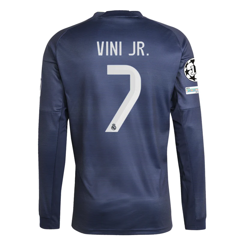 adidas Real Madrid Vini Jr. Long Sleeve Away Jersey w/ Champions League Patches 25/26 (Legend Ink)