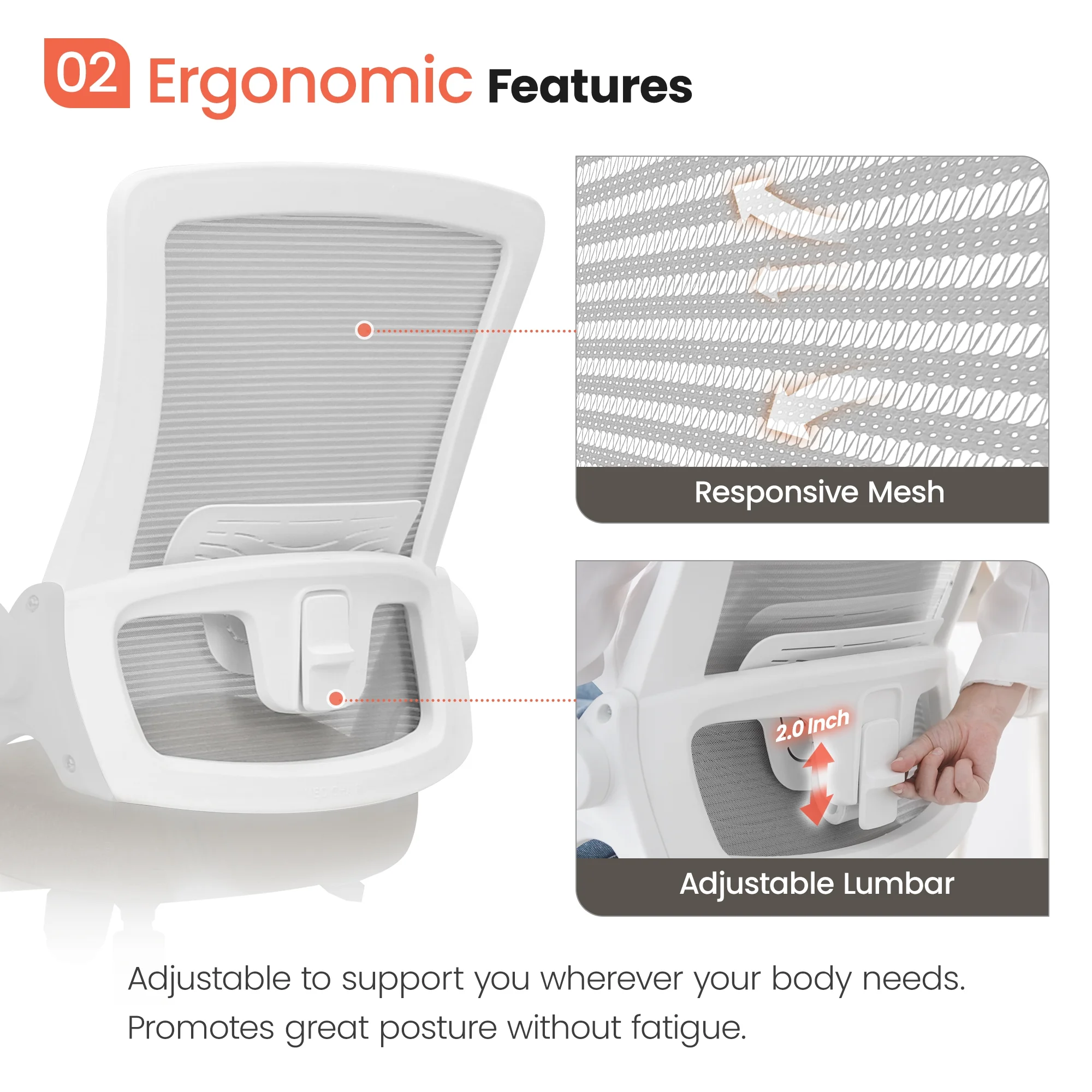 NEO CHAIR Ergonomic Office Chair, Adjustable High Back Mesh Desk Chair with Flip-up Arms, Black