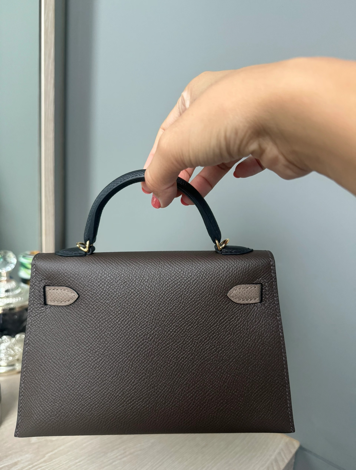 Hermès Kelly mini 2 19cm EPSOM ebony gold buckle custom