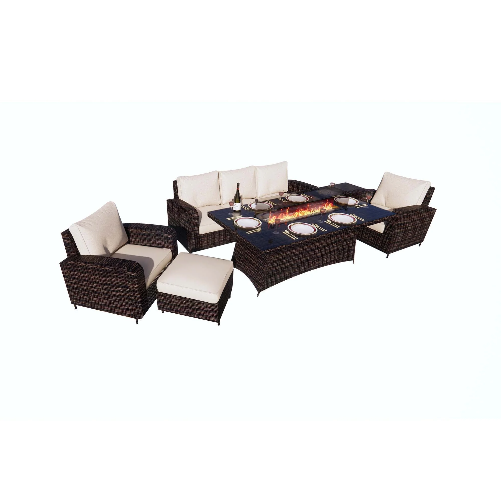 Direct Wicker 6-Piece Outdoor Patio Furniture Set with 72