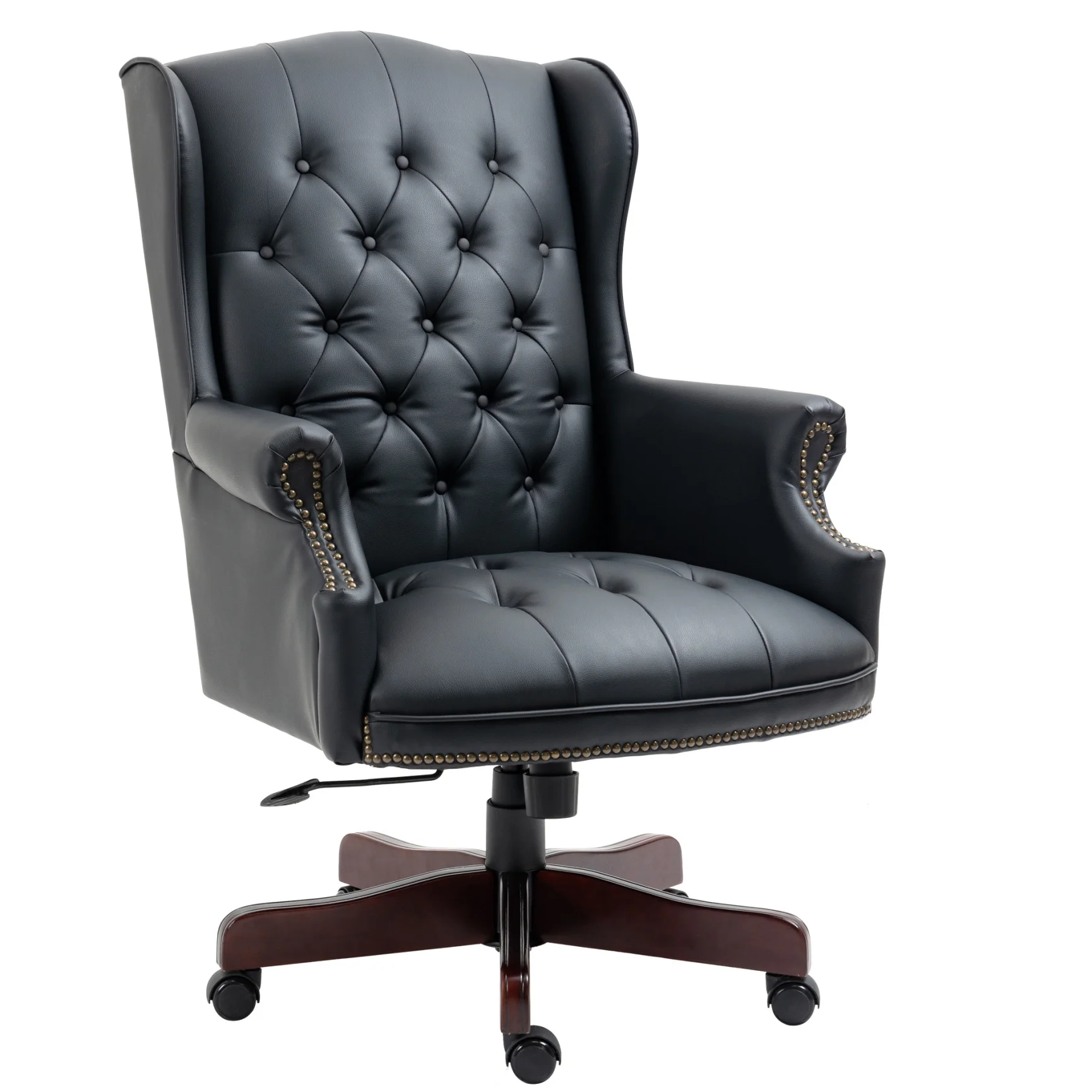 360?�� Rotating Office Chair,High Back Reclining Comfortable Desk Chair,Thick Padded Seat & Backrest,Ergonomic PU Leather Desk Chair with Smooth Glide Caster Wheels for Home Office,Black