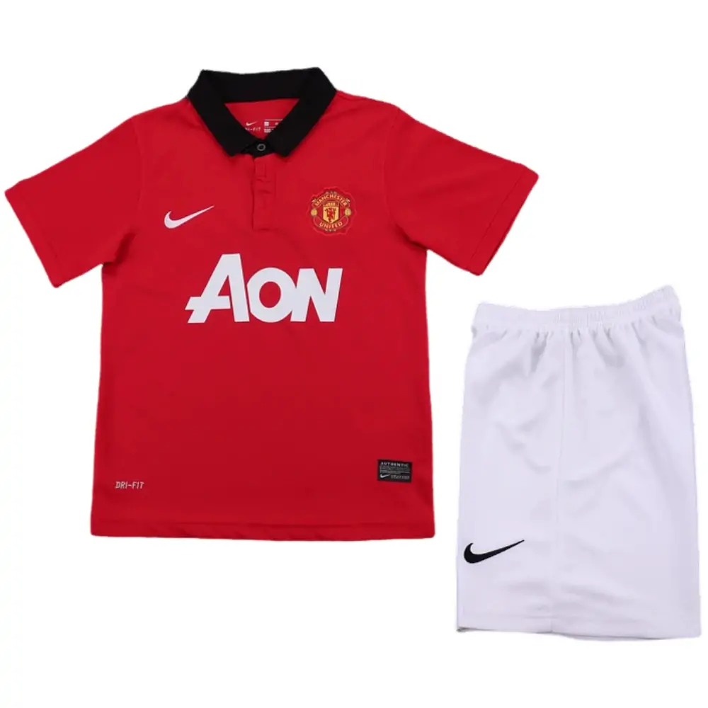 2013-14 Manchester United Home Retro Children's Jersey Set Fans Edition