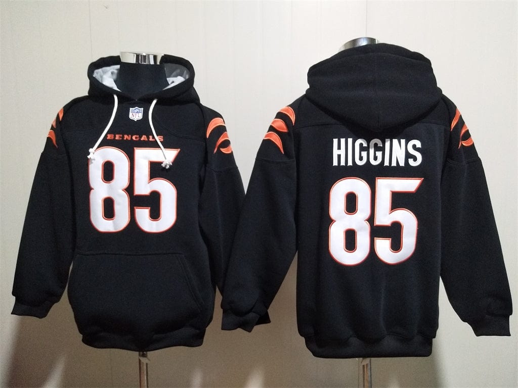 Cincinnati Bengals Black Hoodie #85 HIGGINS (with pockets)