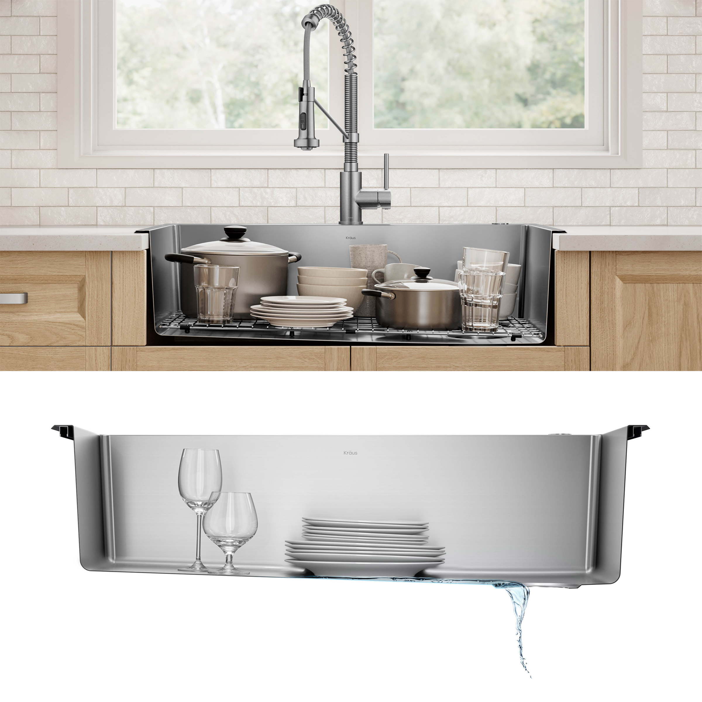 KRAUS 33' Top Mount Single Bowl Kitchen Sink with Commercial Pull Down Faucet