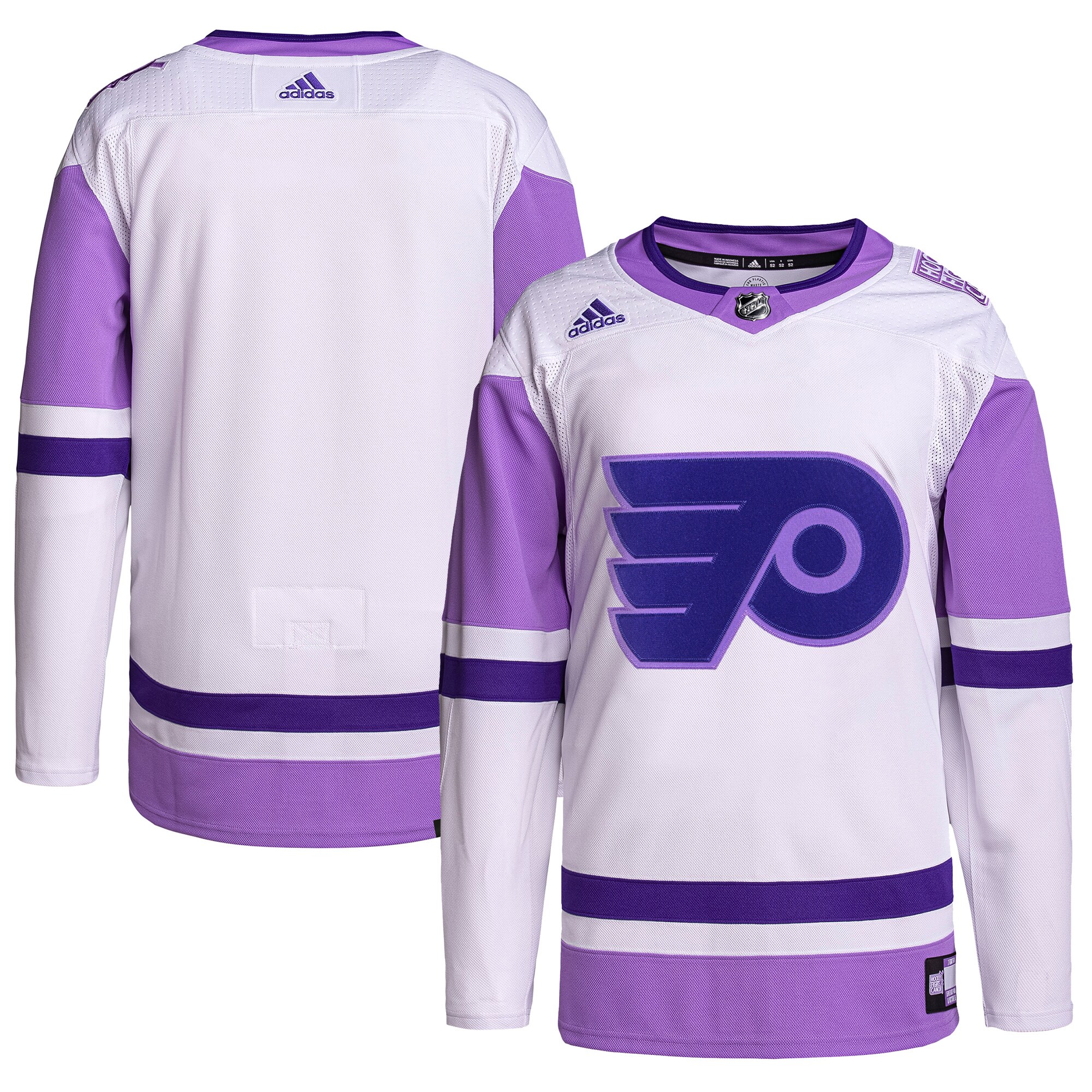 Philadelphia Flyers  Hockey Fights Cancer Primegreen  Blank Practice Jersey – White/Purple