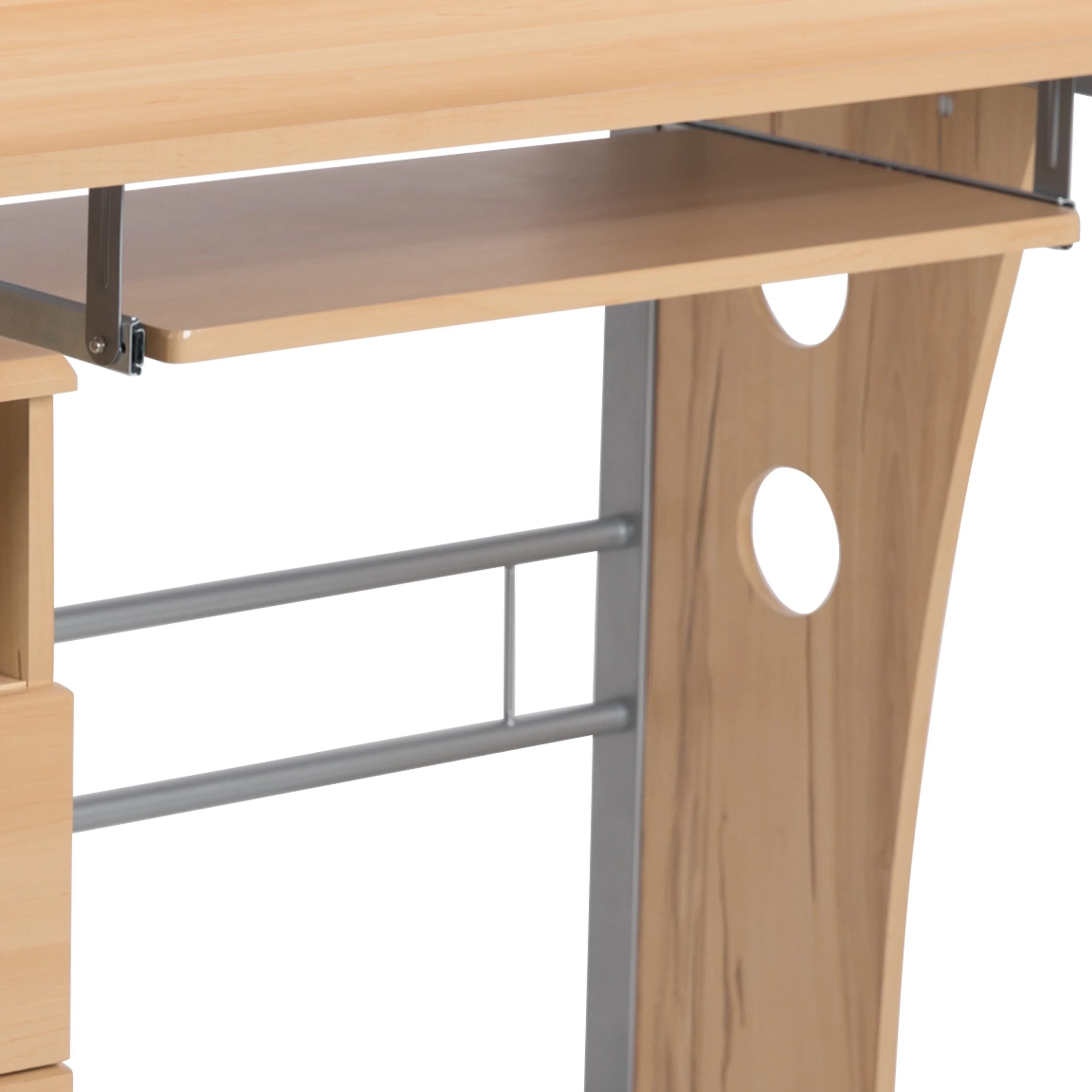 Flash Furniture Rustic Walnut Desk with Three Drawer Pedestal and Pull-Out Keyboard Tray