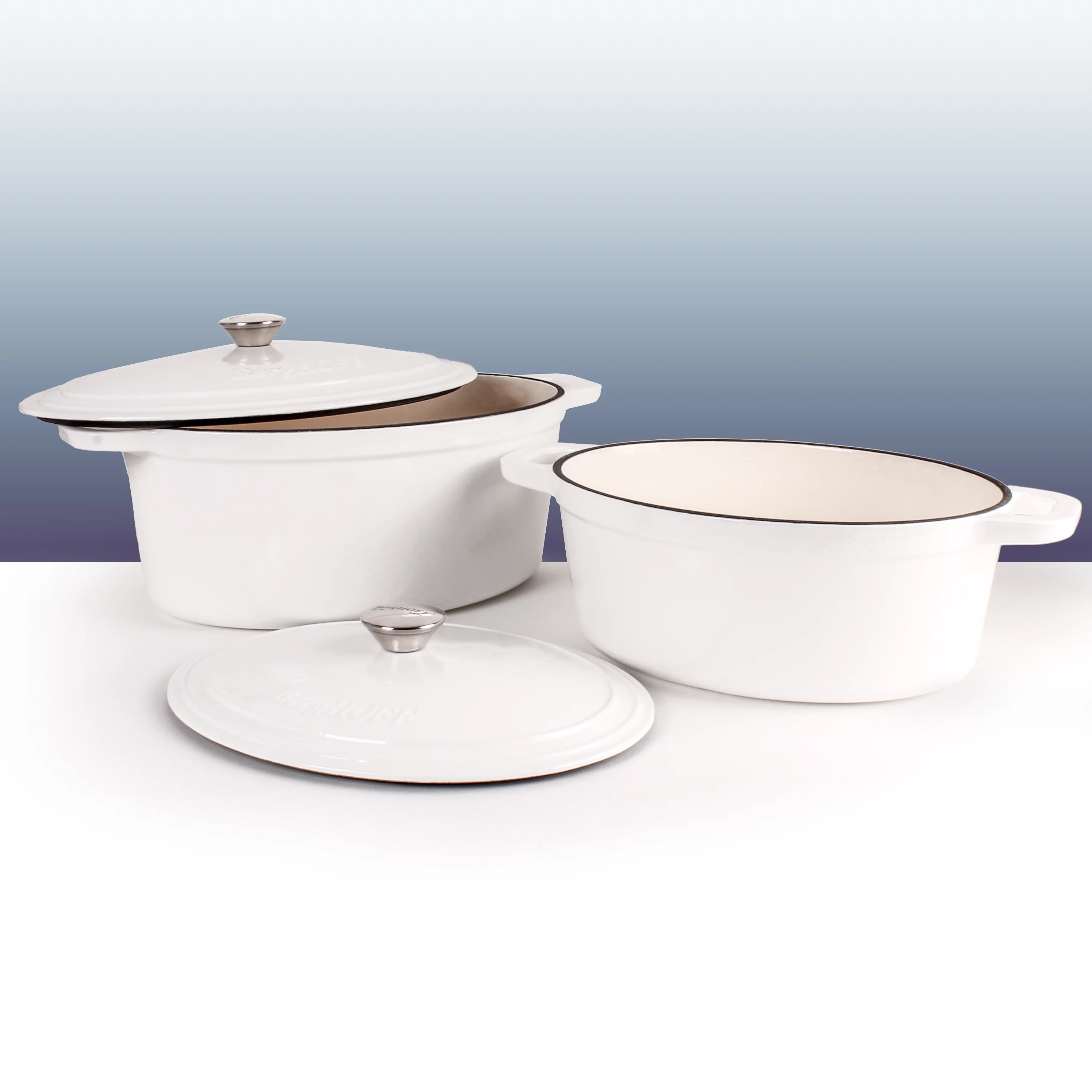 BergHOFF Neo 4Pc Cast Iron Set: 5qt. & 7qt. Covered Dutch Ovens, Green