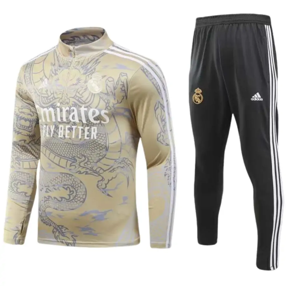 2023/2024 Real Madrid Special Edition Half-Pull Training Suit Yellow Set