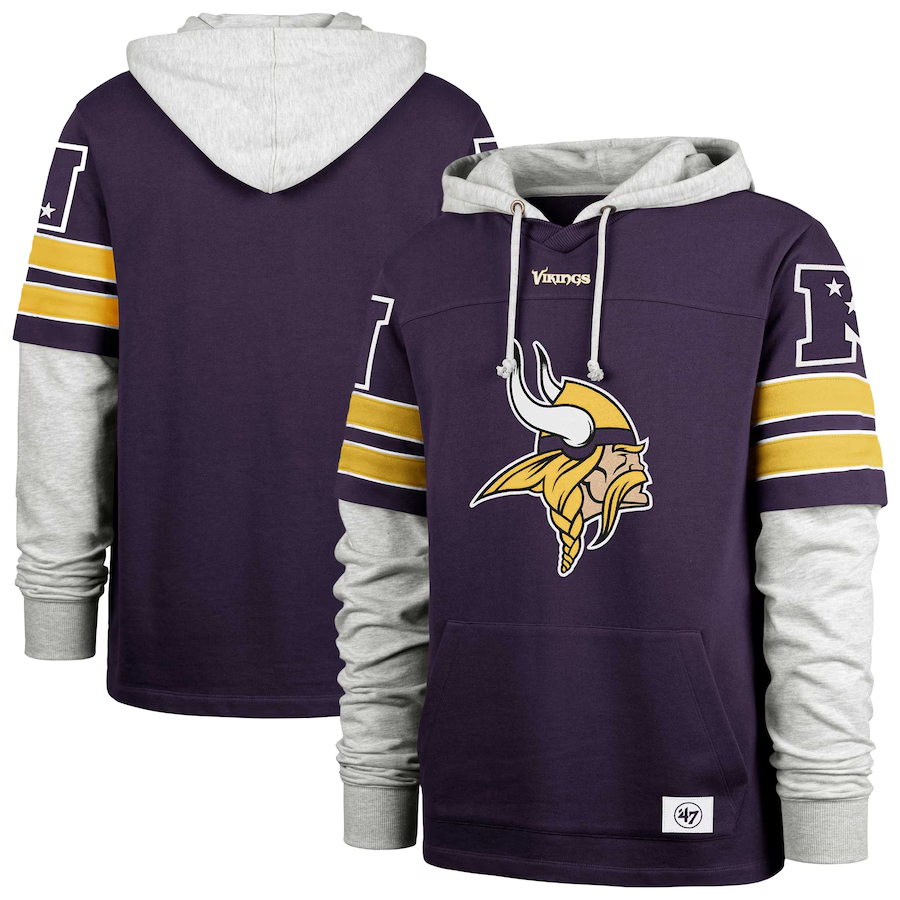 Minnesota Vikings '47 Double Header Blitz Cornerback Pullover Hoodie