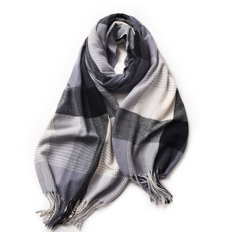 Thick rainbow plaid shawl tassels winter scarves for women