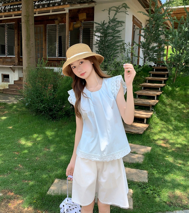 Round neck shirt sleeveless doll shirt for women