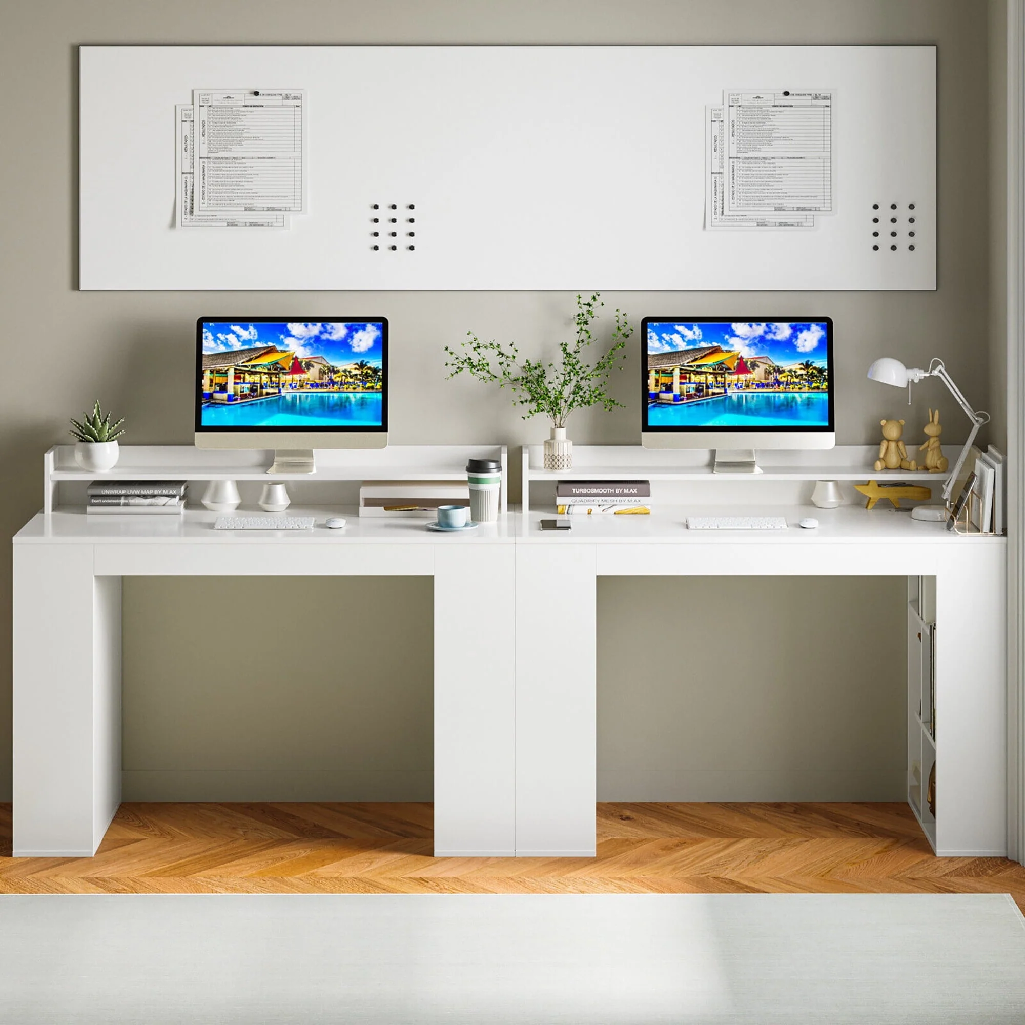 Gymax 48'' Computer Desk Study Writing Workstation w/ Bookshelf & Monitor Stand Riser