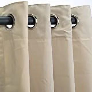 Sunbrella Canvas Antique Beige Outdoor Curtain with Nickel Plated Grommets 50 in. x 108 in.
