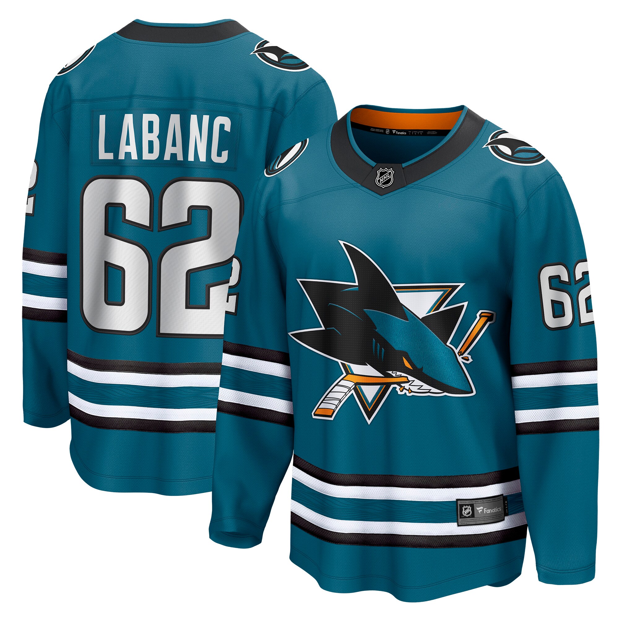Kevin Labanc San Jose Sharks Fanatics Home Breakaway   Jersey – Teal