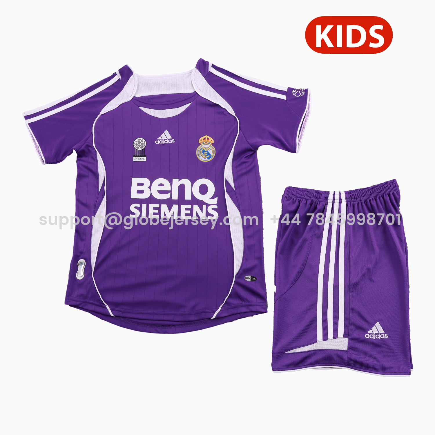 Retro Real Madrid 2006-07 Away Purple Kids Kit