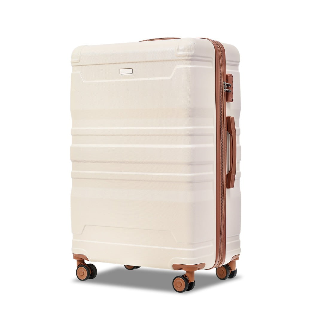 Luggage Sets New Model Expandable ABS Hardshell 3pcs Clearance Luggage Hardside Lightweight Durable Suitcase sets Spinner Wheels Suitcase with TSA Lock 20''24''28''(blue and brown)