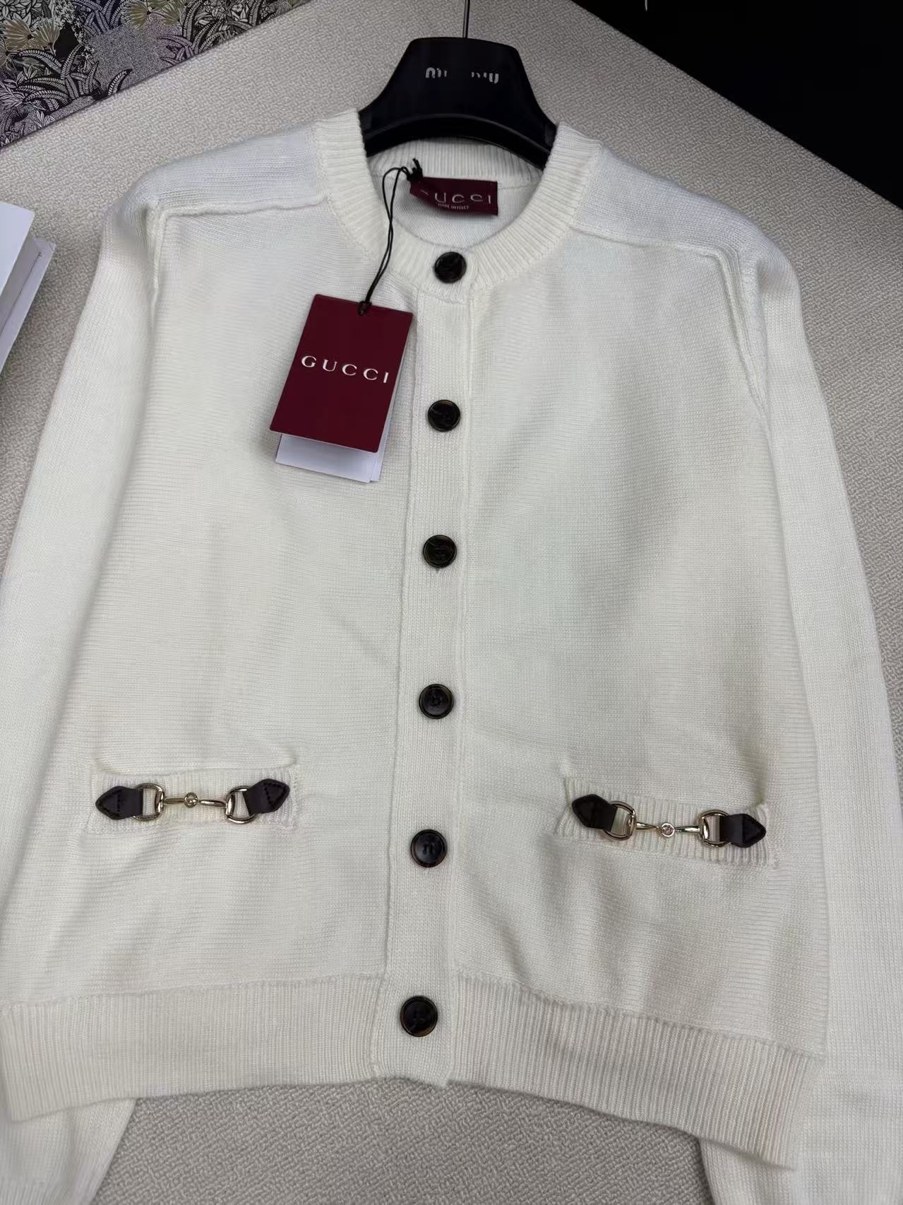 Knitted crew neck cardigan