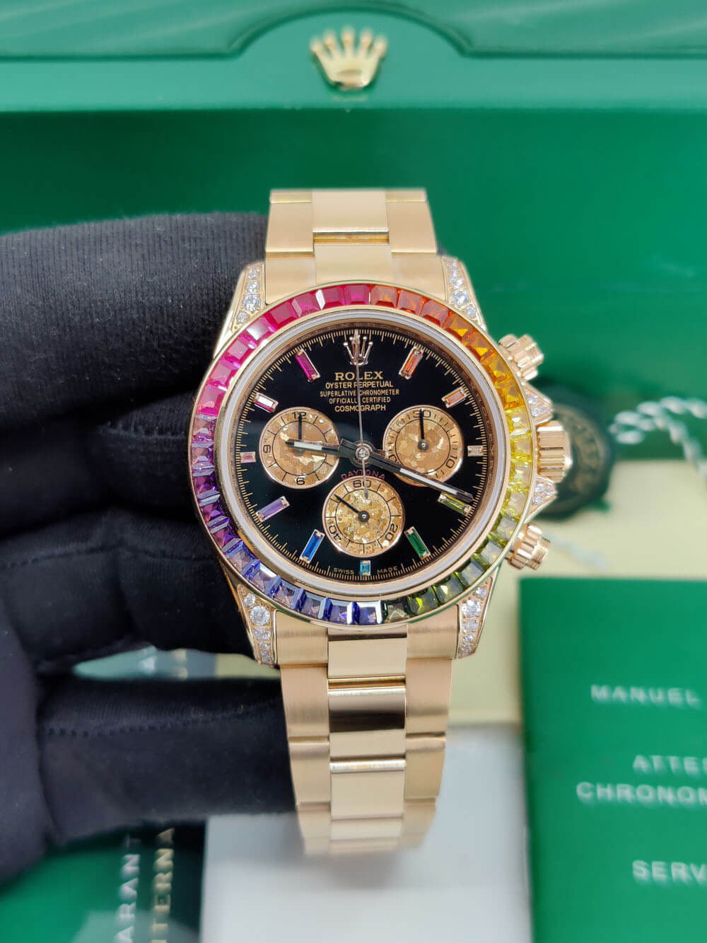 【Super Clone】RDaytona Rainbow Swiss Replica Watch | 18k Rose Gold | Ref 116595RBOW
