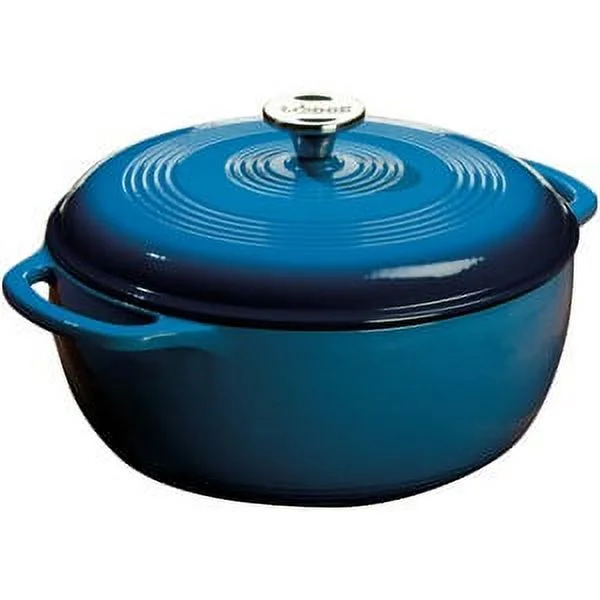 Lodge Enameled Cast Iron 6 Quart Blue Dutch Oven & Cover