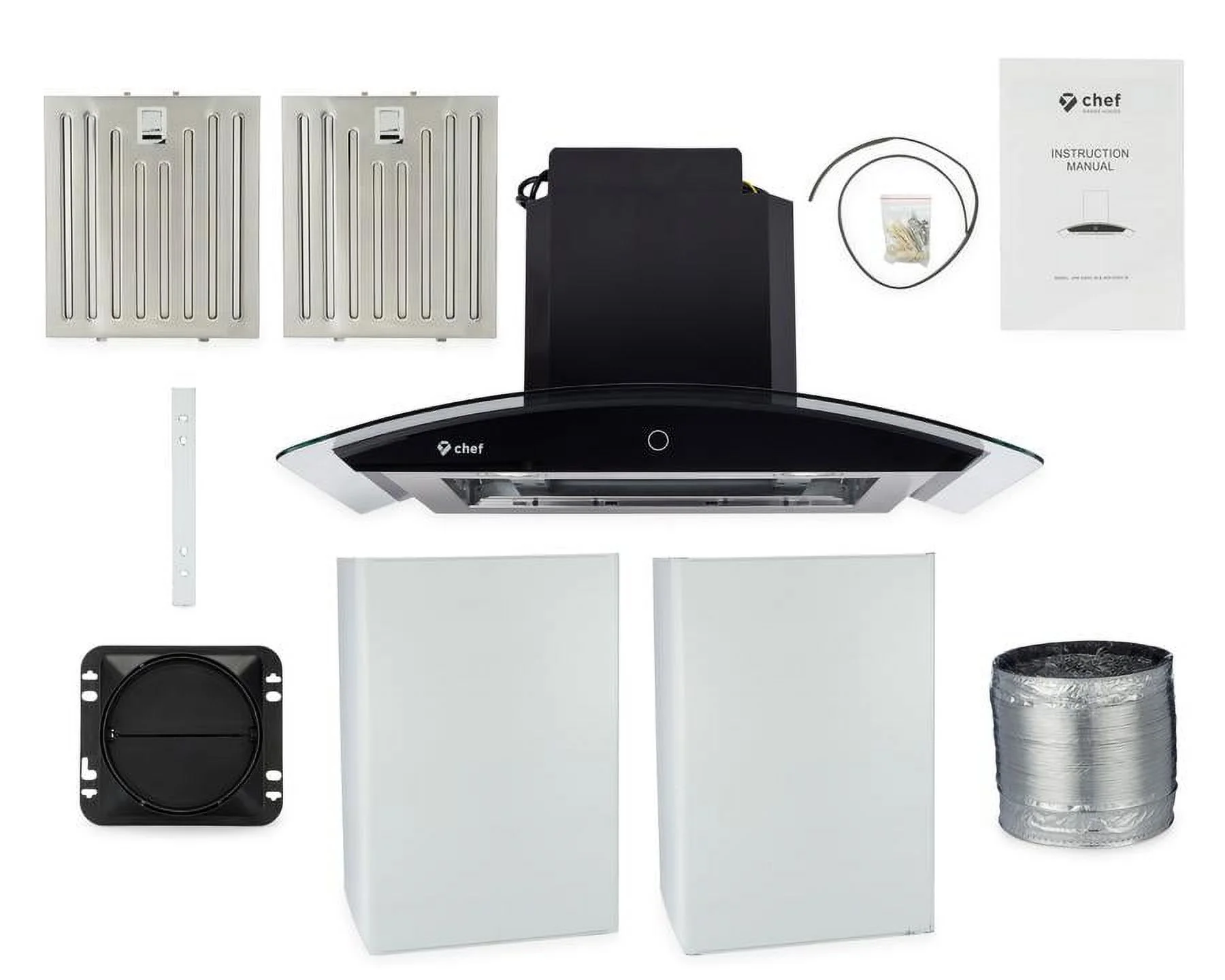 Hauslane|Chef Series WM-639 30-inch Wall Mounted Range Hood | Contemporary Design Professional Suction | Dishwasher Safe Baffle Filters, 3 Speed Settings, Touch Control Panel