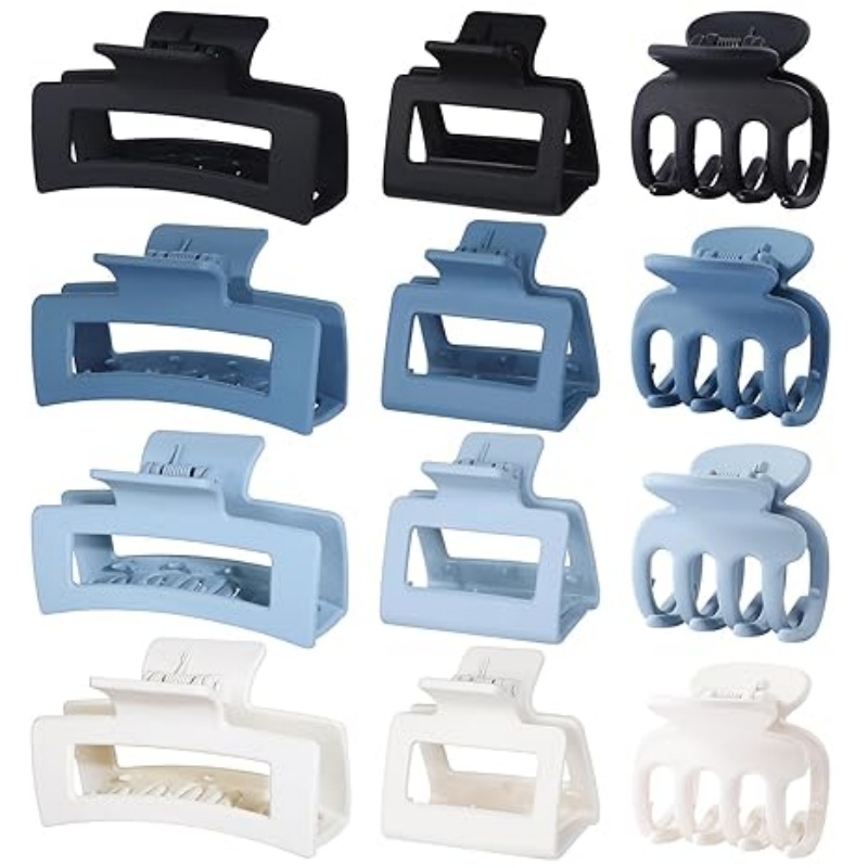SWEETCLAWZ 12 Pcs Hair Clips for Women 3 Styles Small Medium Large