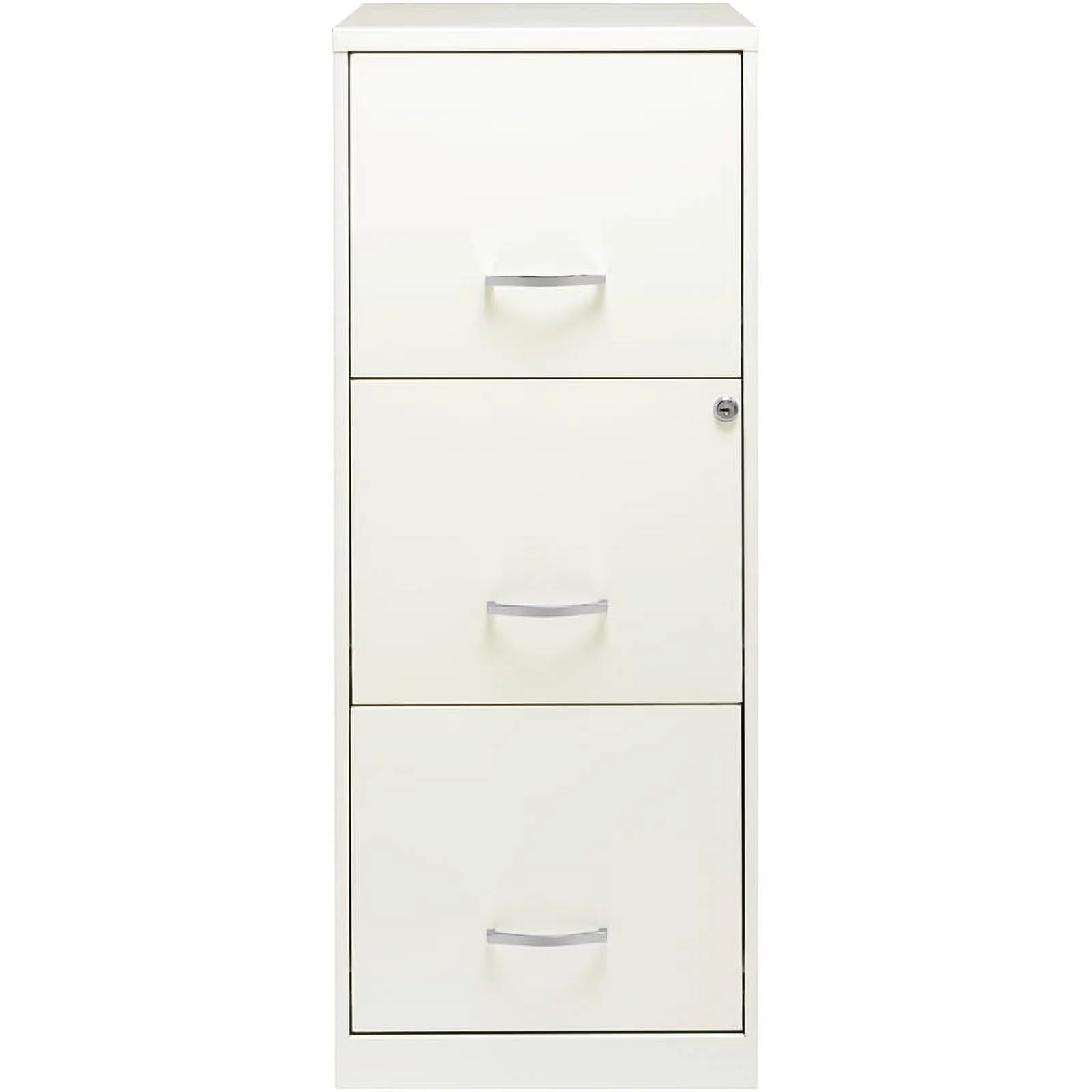 Pemberly Row 3 Drawer Vertical Metal File Cabinet with Lock Pearl White