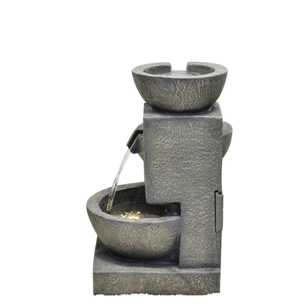 Hi-Line Gift 3-Bowl Fountain with 2 Warm White LED Lights, Cascading Design