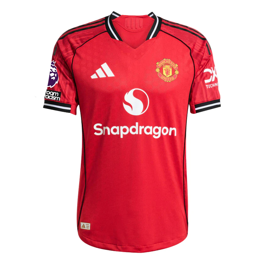 adidas Bruno Fernandes Men's Manchester United Authentic Home Jersey 25/26 w/ NRFR + EPL Patch (Red)