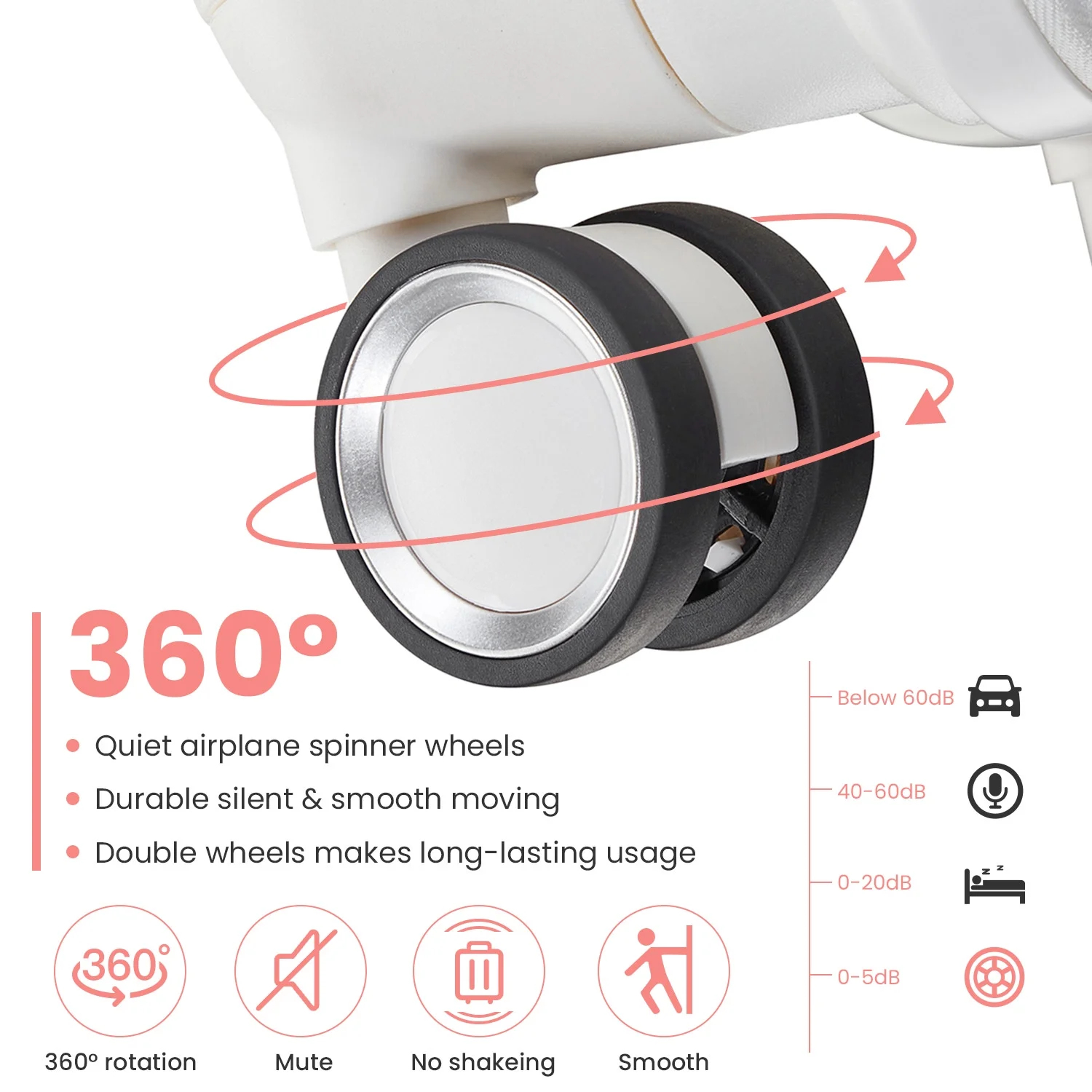 4 Piece Luggage Set, Expandable Lightweight Suitcase Set, PP Materials Travel Luggage with TSA Lock Spinner Wheels, White (14/20/24/28)