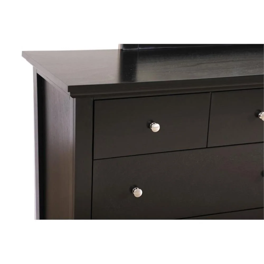 Home Square 2-Piece Set with Full Panel Bed and 8-Drawer Dresser in Black