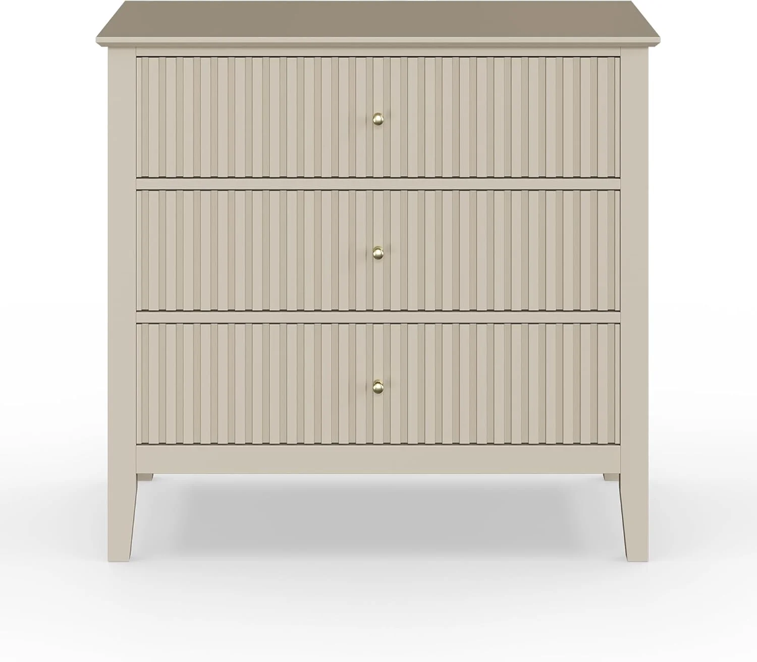 May Color Large White 3 Drawer Dresser Set of 2 with Fluted Panel, Modern Chest of Drawers with Silent Slide Drawers, Wood Accent Nightstand with Storage for Bedroom Living Room, Hallway