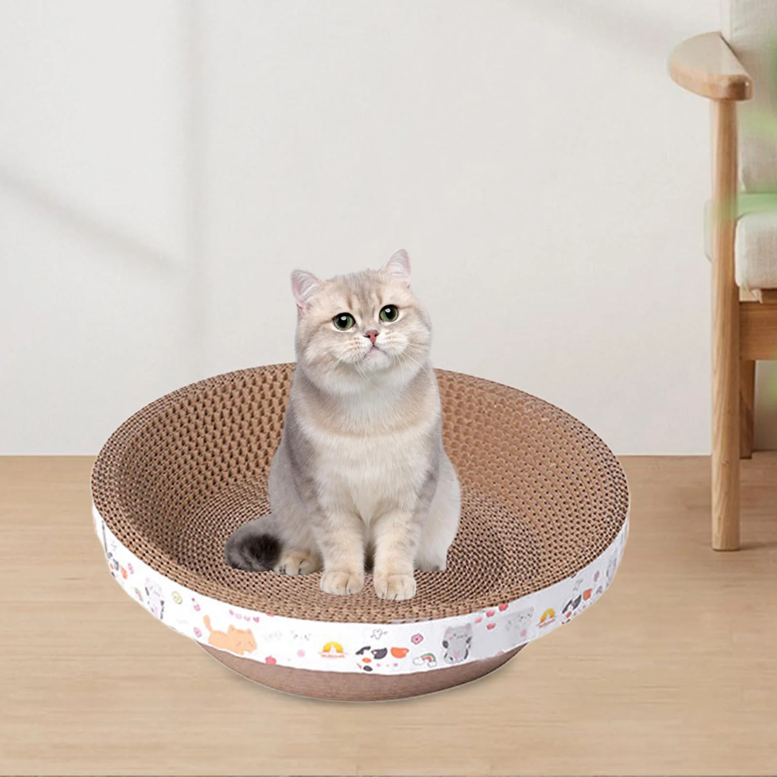 Corrugated Scratch Pad ,Cat Scratcher Bowl ,Grinding Claw ,Durable Prevents Furniture Damage Nest Bed Cat Scratcher Cardboard for Indoor Cats M
