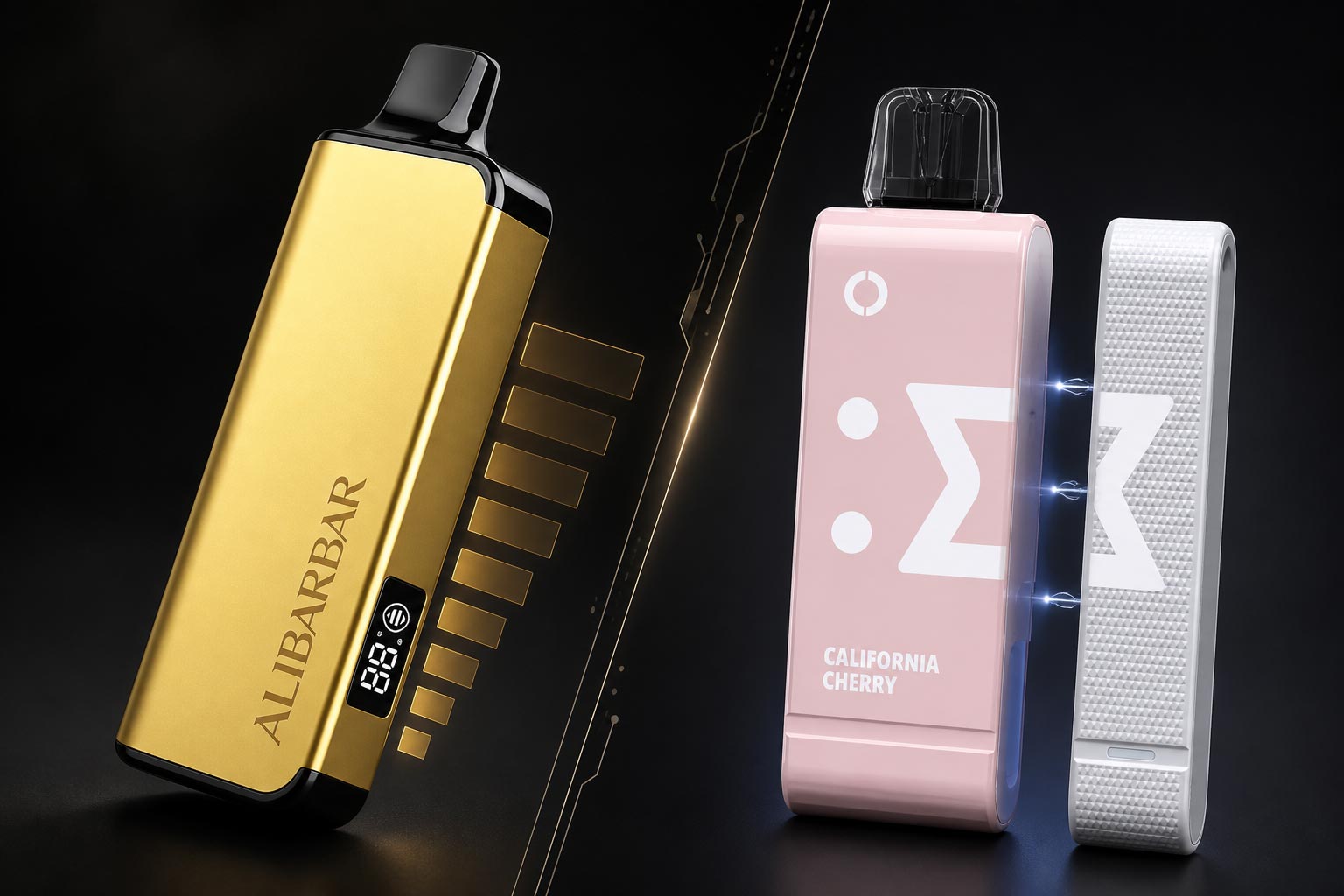 ALIBARBAR numeric e-liquid LCD compared with ELFBAR EW9000 magnetic power design