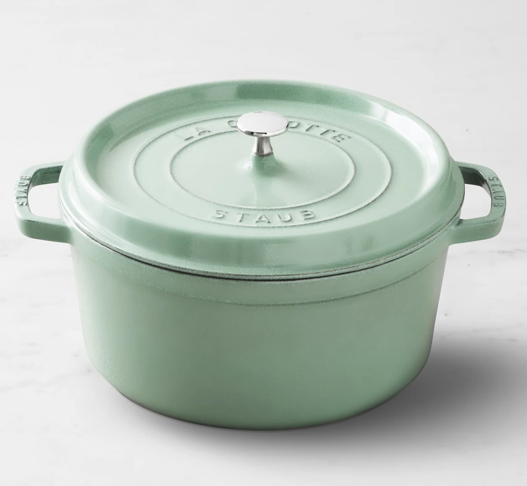 Staub Cast Iron 7-qt Round Cocotte Dutch Oven - Sage, Made In France